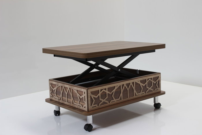 Hanah Home Mesa de Café Ajustable Nogal